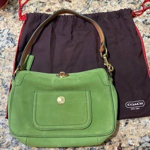 New with tags green suede Coach handbag